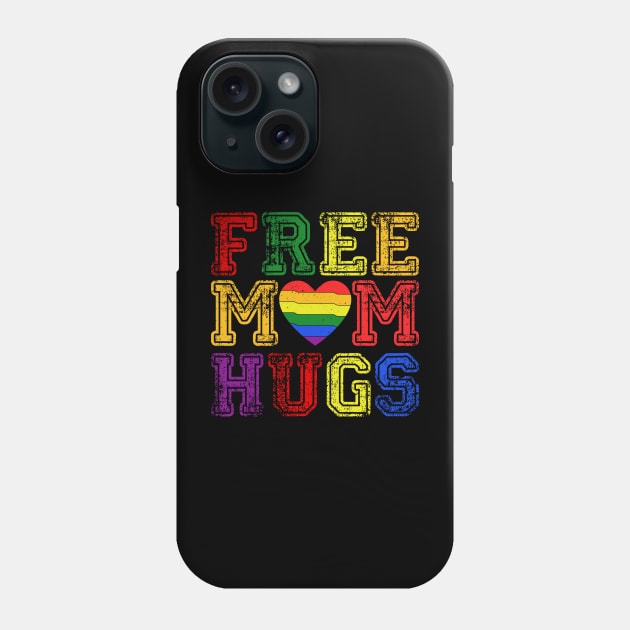 Colorful Hearts Letters Free Mom Hugs Typographie Phone Case by jodotodesign