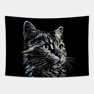 Cute face cat with dark design for cats lovers Tapestry