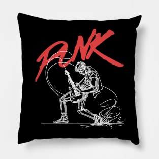 PUNK rock guitarist - white line art Pillow