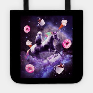 Outer Space Owl Riding Unicorn - Donut Tote