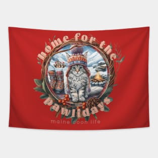 Home For The Holidays Beanie Maine Coon Life 0AM Tapestry