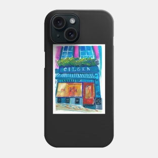 Gouache and colored pencils urban sketch | Gilgen Store Phone Case