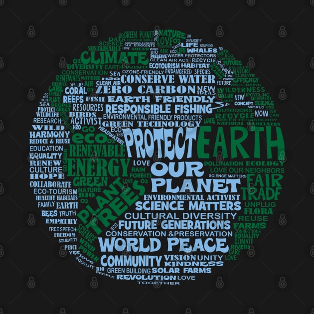 Save Earth - Protect Earth - Word Cloud by Jitterfly