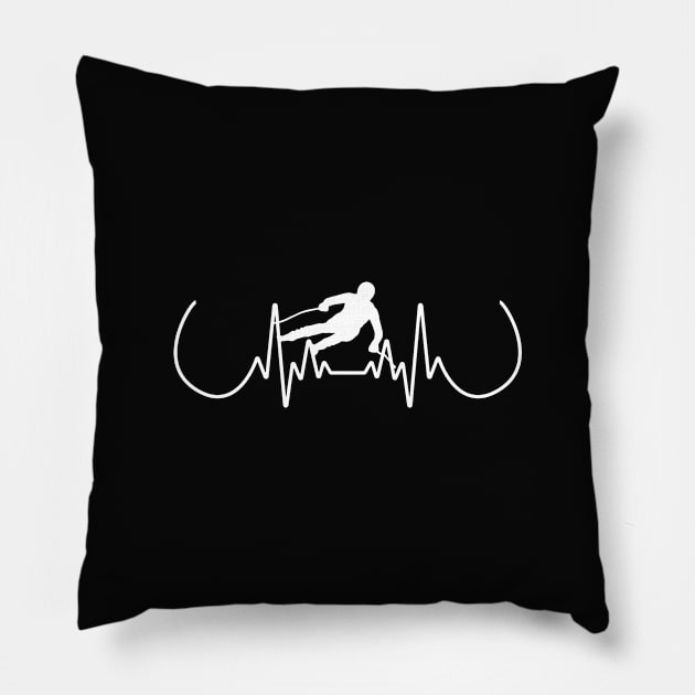 Skiing Heartbeat Pillow by Tilila