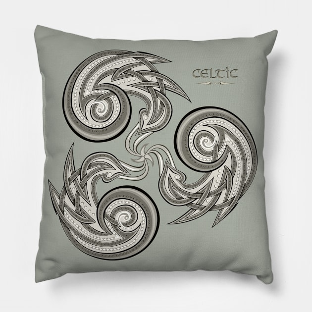 Ethnic symbol of triple spiral Pillow by Artist Natalja Cernecka