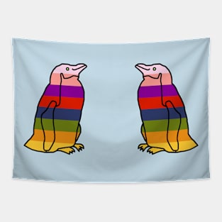 Two Rainbow Penguins Tapestry