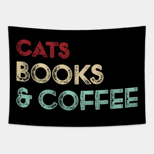 Vintage Potter Cats Books And Coffee Funny Tapestry