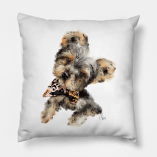 Yorkshire Terrier Puppy Head Tilt Hello Pillow