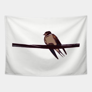 Swallow Bird Perched On a Wire Tapestry