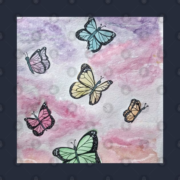 Colorful pastel butterflies by San Mould Art