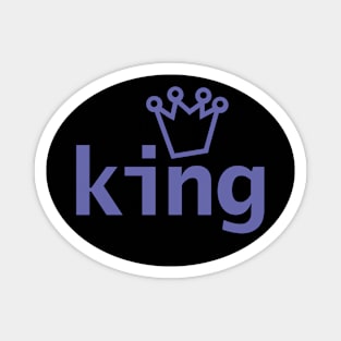 Periwinkle King and Crown on Black Oval Magnet