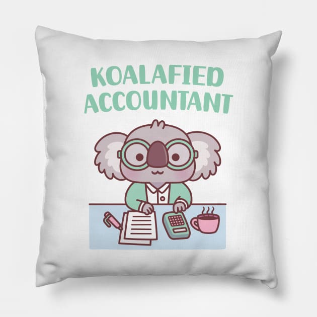 Cute Koala Koalafied Accountant Pun Pillow by rustydoodle