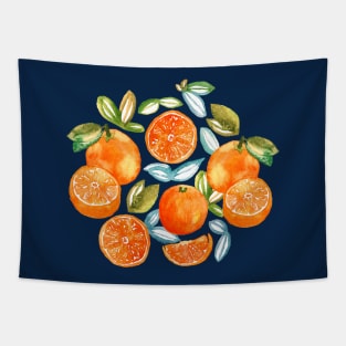Oranges on Navy Tapestry
