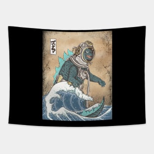 The Great Godzilla diver off Kanagawa Tapestry