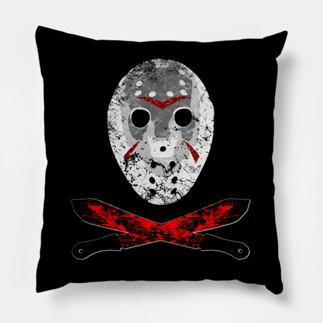 Bloody Horror Mask and Machete Pillow by Scar