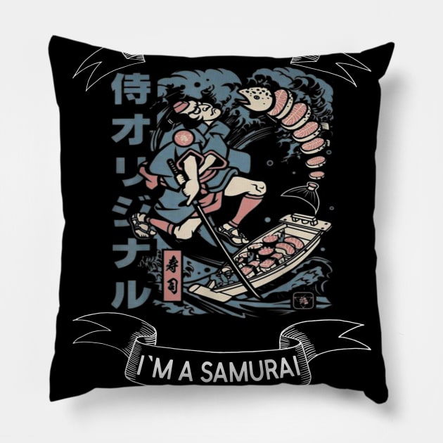 I am not retired I`m a Samurai chef sushi -  Funny Samurai Champloo T-shirt Pillow by kikuchu
