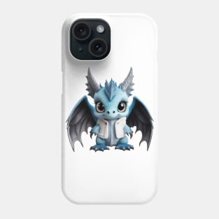 Cute Blue Baby Dragon Wearing a Warm Jacket Phone Case