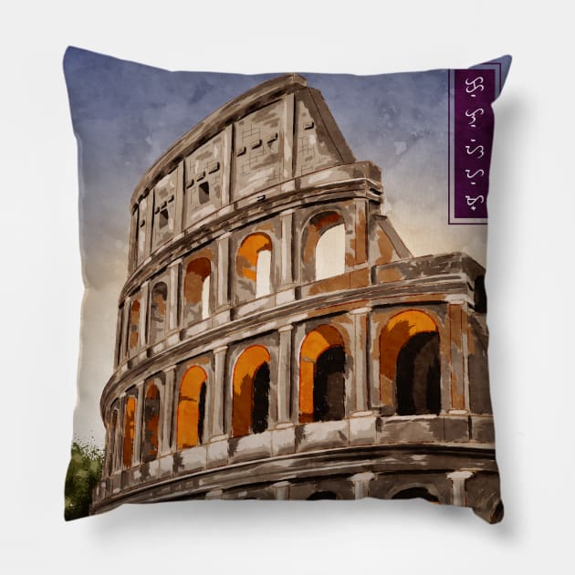 Colosseum - Black Pillow by Thor Reyes