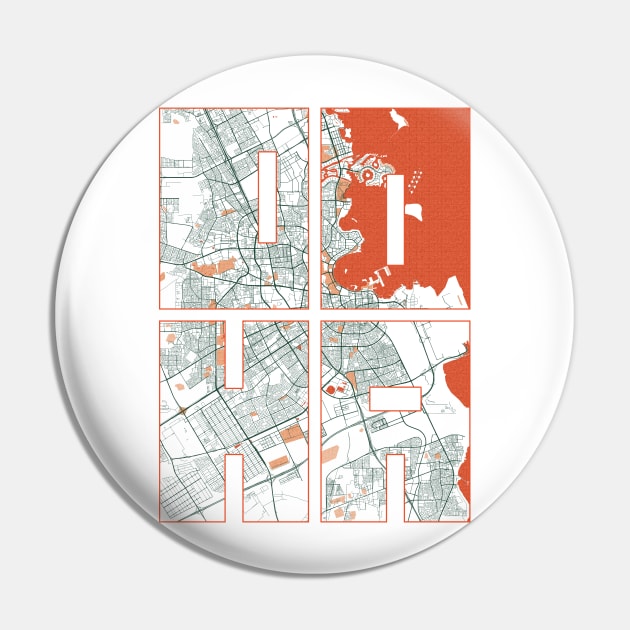 Doha, Qatar City Map Typography - Bohemian Pin by deMAP Studio