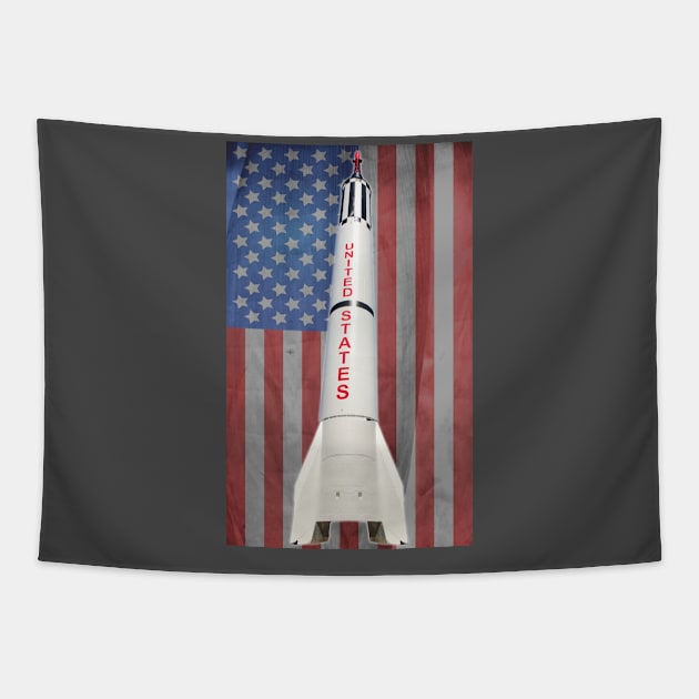 American Flag Space Rocket NASA Tapestry by W.Pyzel