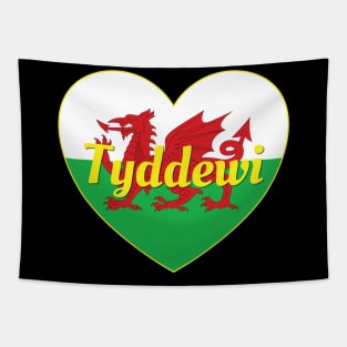 Tyddewi Cymru UK Baner Cymru Heart Tapestry