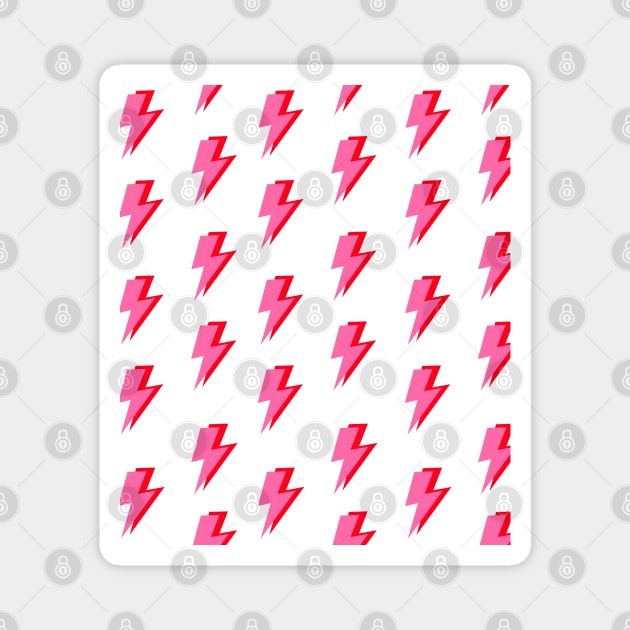 Pink and Red Lightning Bolts Pattern Magnet by OneThreeSix