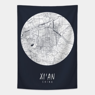 Xian, Shaanxi, China City Map - Full Moon Tapestry