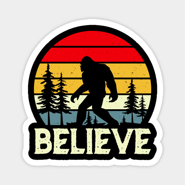 Bigfoot Sasquatch Believe Retro Magnet by The WYLD Tribe