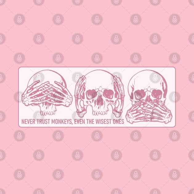 Three Wise Skulls (pink) by Monkey Business Bank