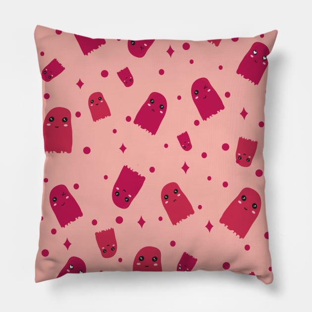 Raspberry sorbet Kawaii Cute Sweet Raspberry Sorbet Time pattern Pillow by Day81