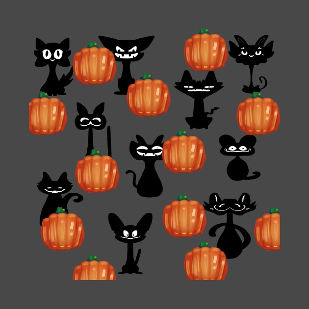 Cat 'n' Pumpkin | Halloween Black Cat by GeorgiaGoddard