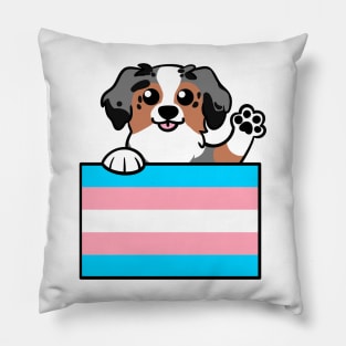 Love is Love Puppy - Blue Merle Trans Pride Flag Pillow