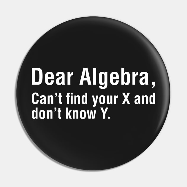 Dear Algebra, Can't Find Your X and Don't Know Why Pin by CityNoir