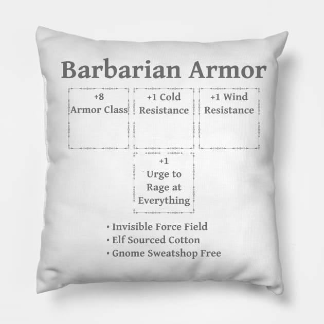 Barbarian Armor: Role Playing DND 5e Pathfinder RPG Tabletop RNG Pillow by rayrayray90