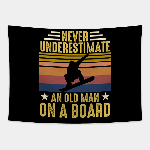 Vintage Never Underestimate An Old Man On A Board Tapestry by artbyhintze