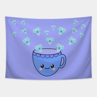 Kawaii Tea Cup and Diamonds Tapestry