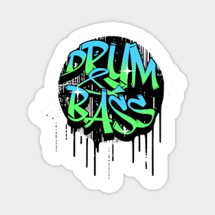 DRUM AND BASS  - Graffiti paint drip (blue/green) Magnet