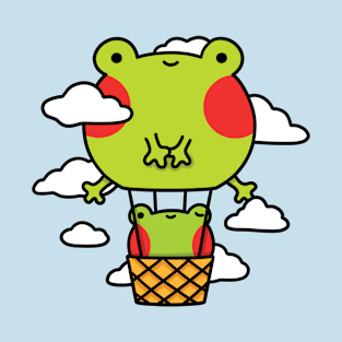 Frog hot air balloon with clouds T-Shirt