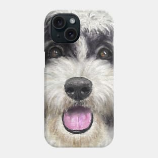 Painting of a Black and White Shih Tzu with Tongue Out Phone Case