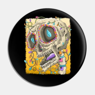 Realistic Colorful Skull - Dia De Los Muertos -The Fall Colors Skull Pin