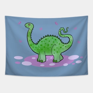 cute green dinosaur Tapestry