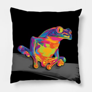 Rainbow Red Eyed Tree Frog Pillow