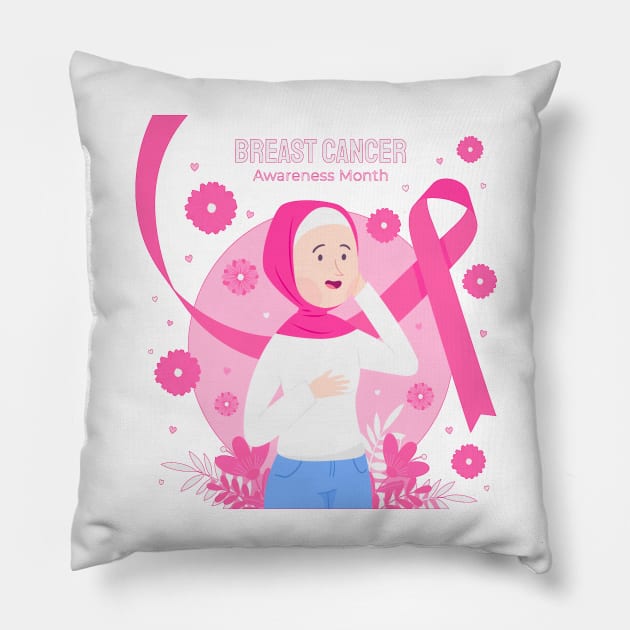 In October We Wear Pink Breast Cancer Awareness Survivor Pillow by Goods-by-Jojo