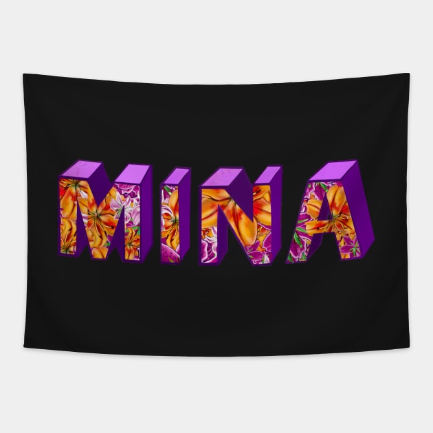 Top 10 best personalised gifts 2022  - Mina floral - personalised,personalized custom name in ombre Tapestry by Artonmytee