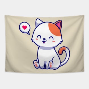 Cute Cat Sitting Cartoon Tapestry