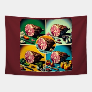 Pop Art Holiday Ham: A Festive Feast for the Eyes - Christmas Ham Tapestry