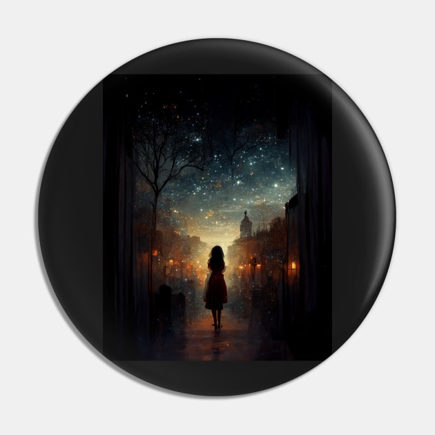 Girl Staring at the Stars - best selling Pin by bayamba