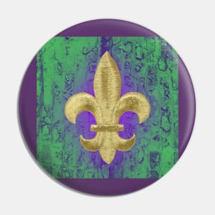 Mardi Gras Fleur de Lis Purple Green and Gold, Pin