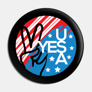 Yes USA American Flag Theme Pin