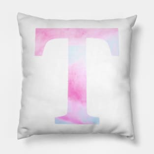 The Letter T Blue and Pink Design Pillow